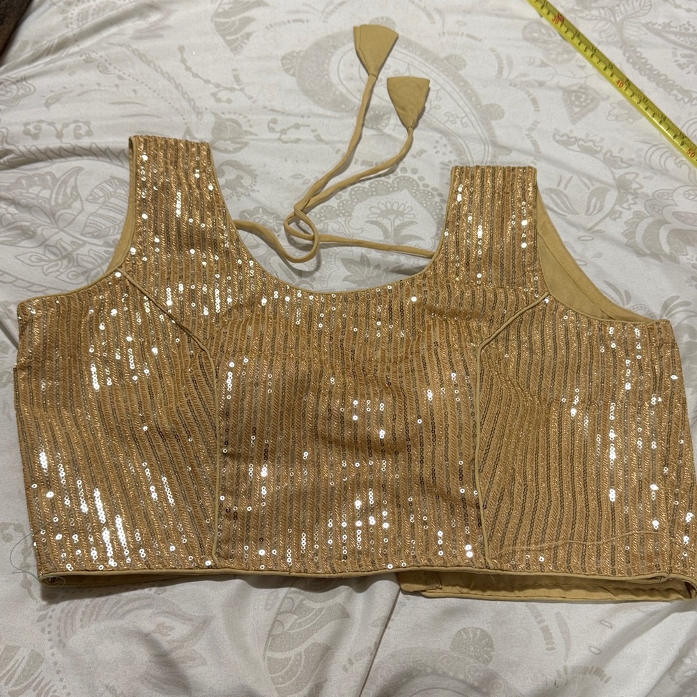 Sequin Embellished Crop Blouse